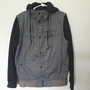 Oravus Gray/Black Zip Front Hooded Jacket size M
